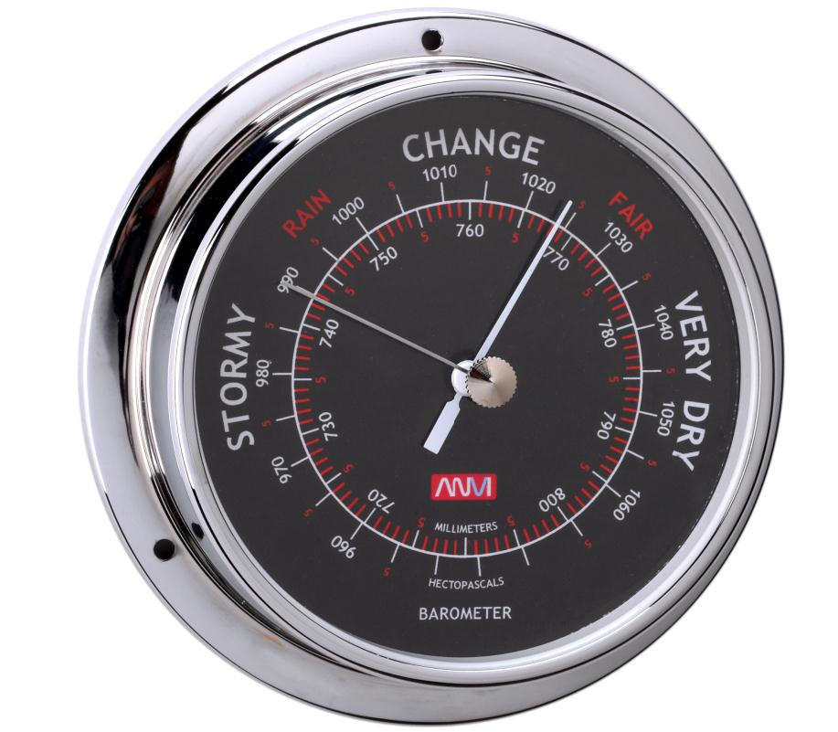 Barometer ø 120 mm chroom zwart