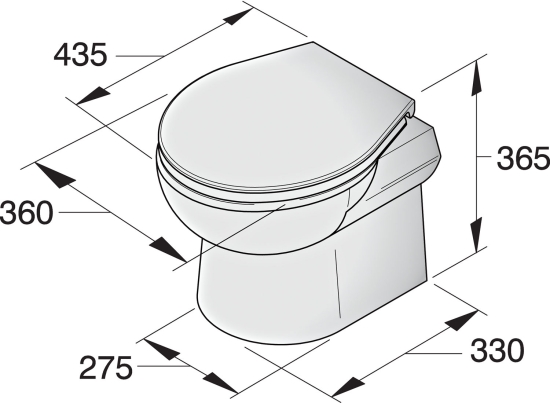 Vetus Toilet type SMTO, 12V met tuimelschakelaar